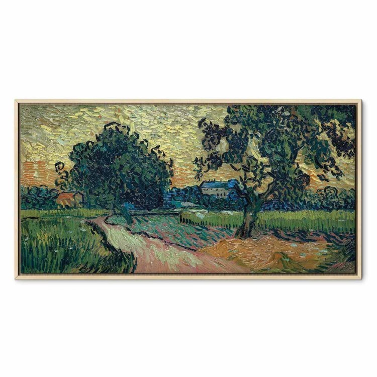 Obraz - Vincent Van Gogh – Krajobraz z zamkiem Auvers o zachodzie słońca