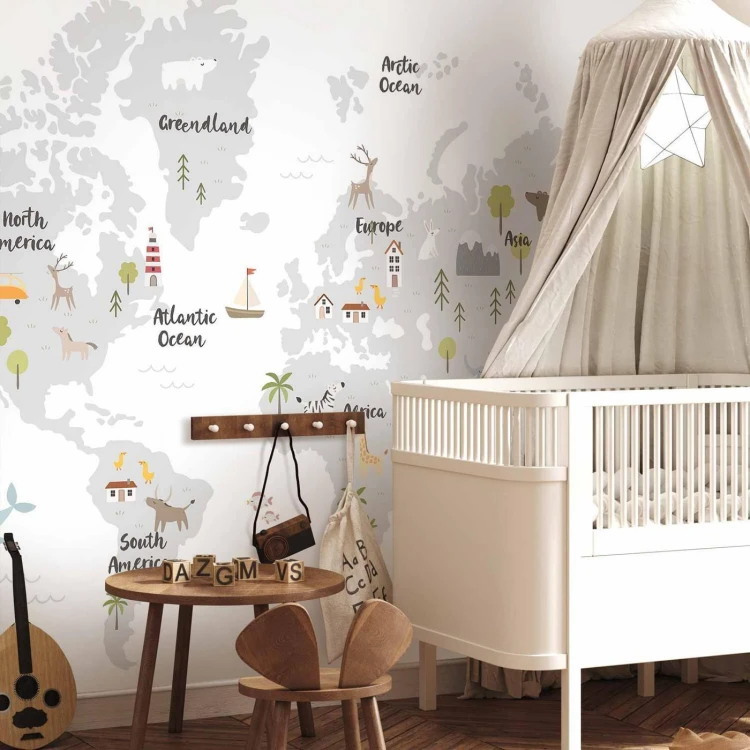 Fototapeta - Minimalistyczna Mapa do pokoju dziecięcego