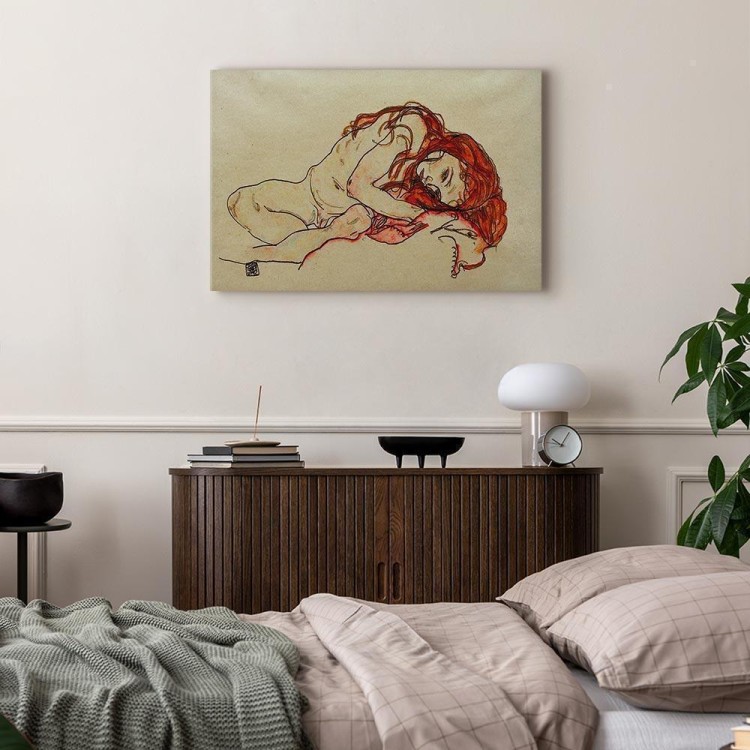 Obraz - Egon Schiele – Przykucnięta dziewczyna z pochyloną głową