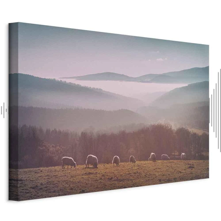 Obraz - Owce na tle górskiego krajobrazu (1-częściowy) - zwierzęta w naturze