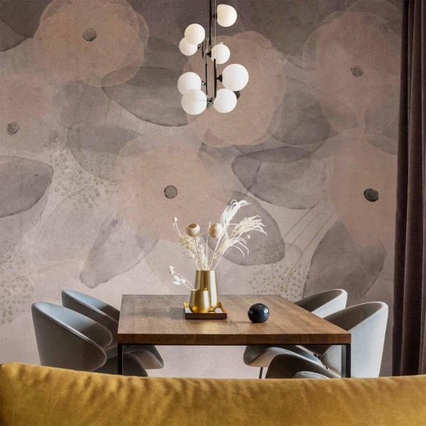 Fototapeta - Minimalistyczna łąka - desenie na delikatnym beżowym tle z teksturą