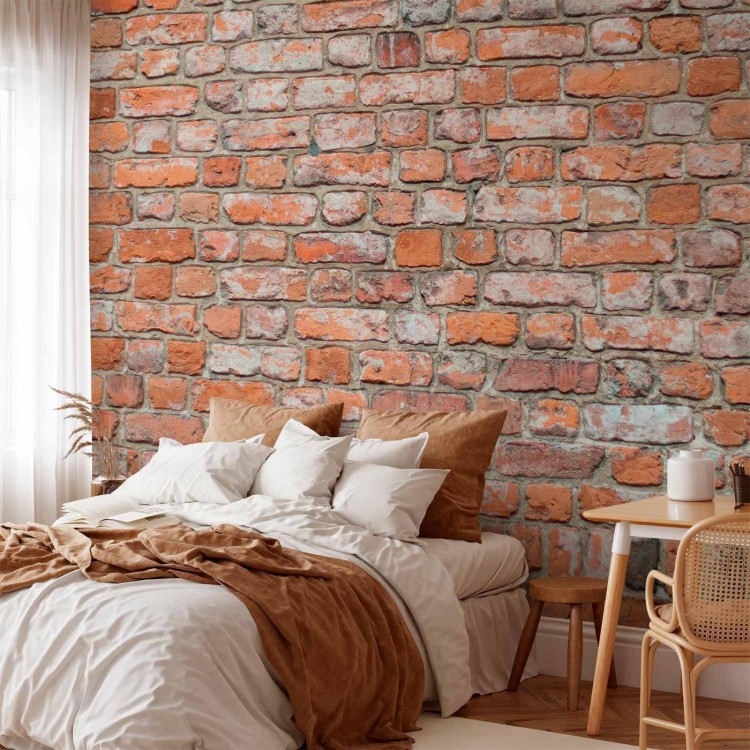 Fototapeta - Loftowy mur - deseń imitujący starą czerwoną cegłę