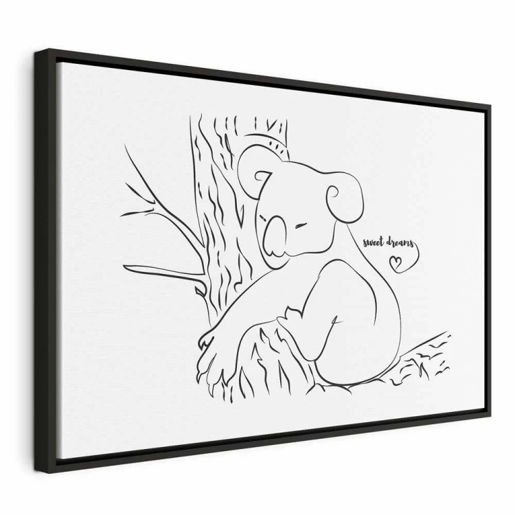 Obraz - Cichy urok natury (1-częściowy) - śpiący koala w czarno-białym tle