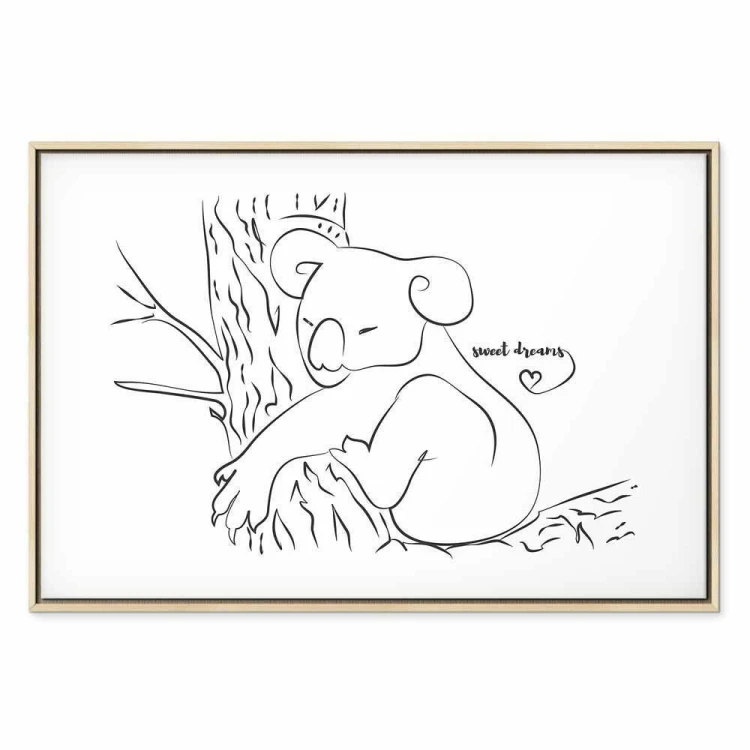 Obraz - Cichy urok natury (1-częściowy) - śpiący koala w czarno-białym tle