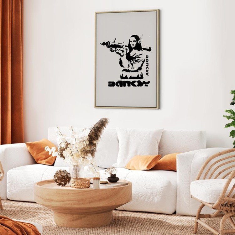 Obraz - Pojedynek kontrastów (1-częściowy) - Banksy na muralu z Mona Lisą
