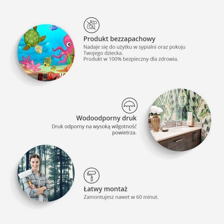 Fototapeta - Minimalistyczny ocean - geometryczne rybki i kraby w wodzie dla dzieci