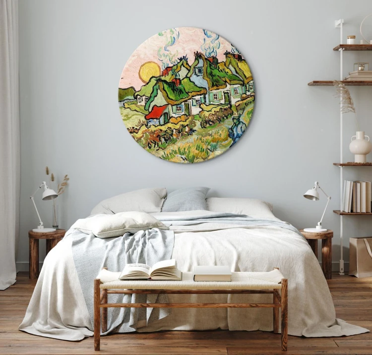 Obraz okrągły - Vincent van Gogh – Domy i figura