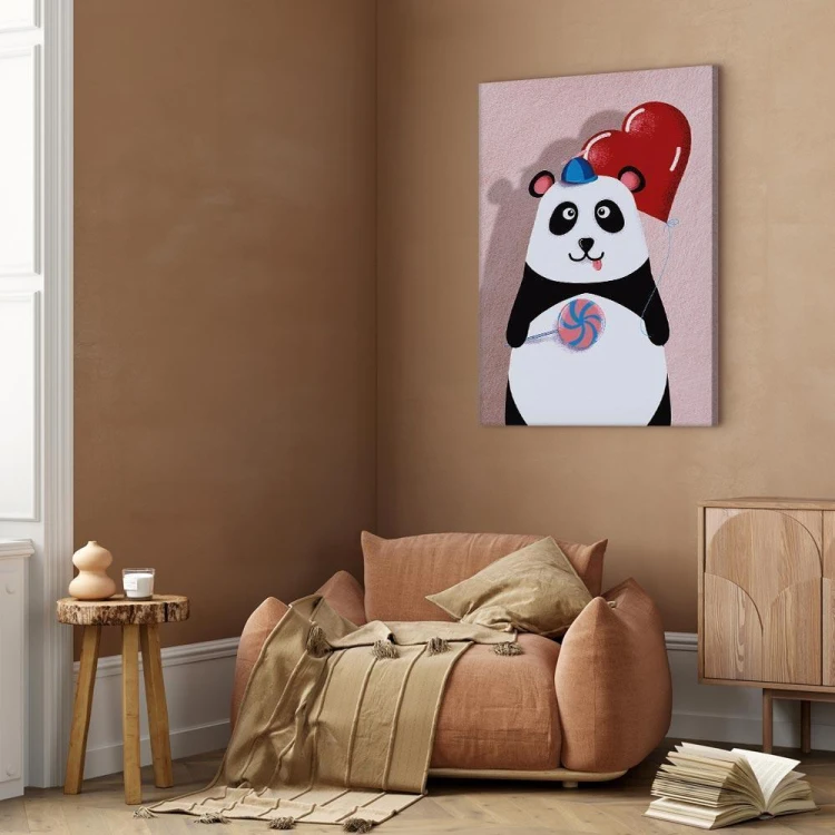 Obraz - Panda z balonikiem (1-częściowy) pionowy