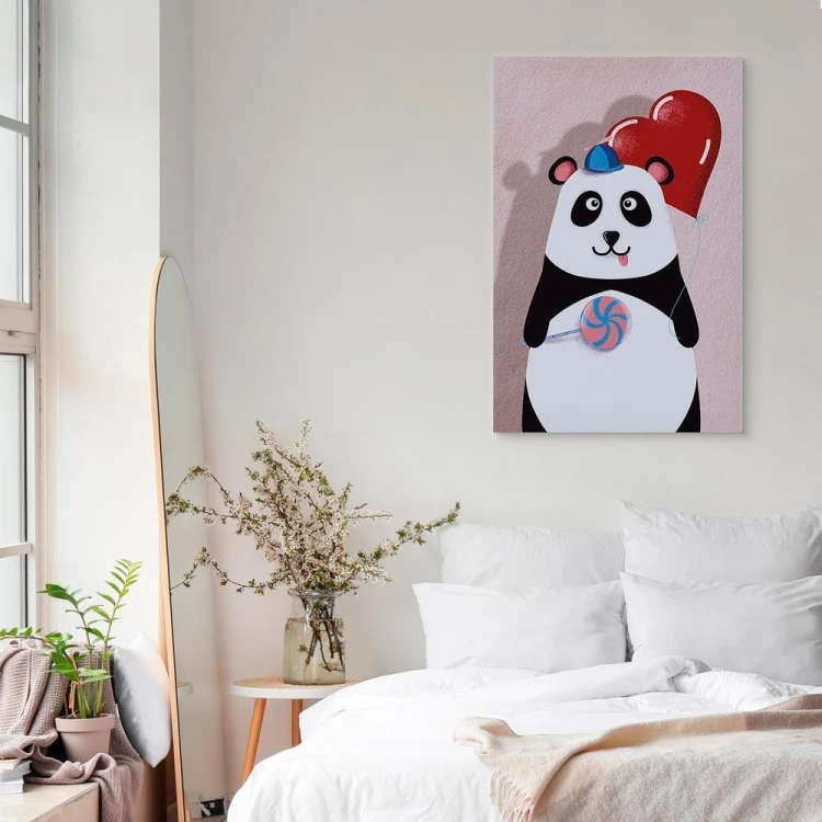 Obraz - Panda z balonikiem (1-częściowy) pionowy