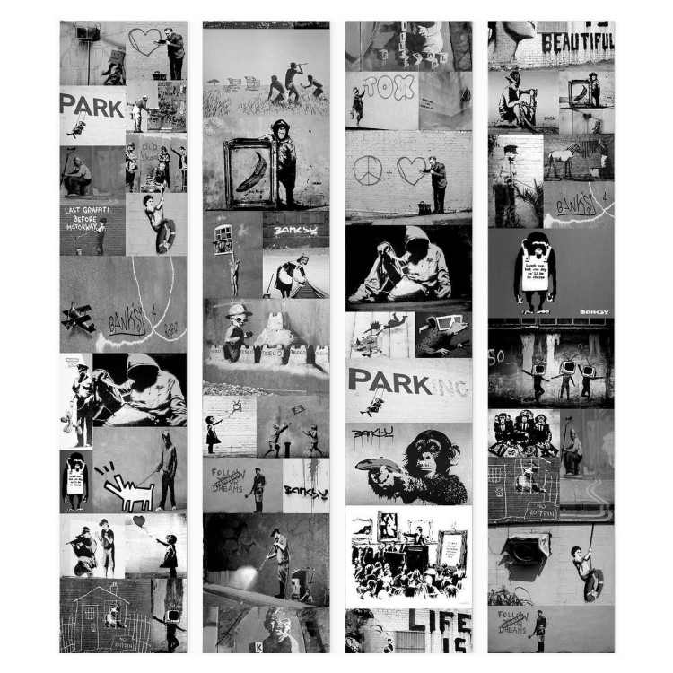 Tapeta - Banksy - szary kolaż