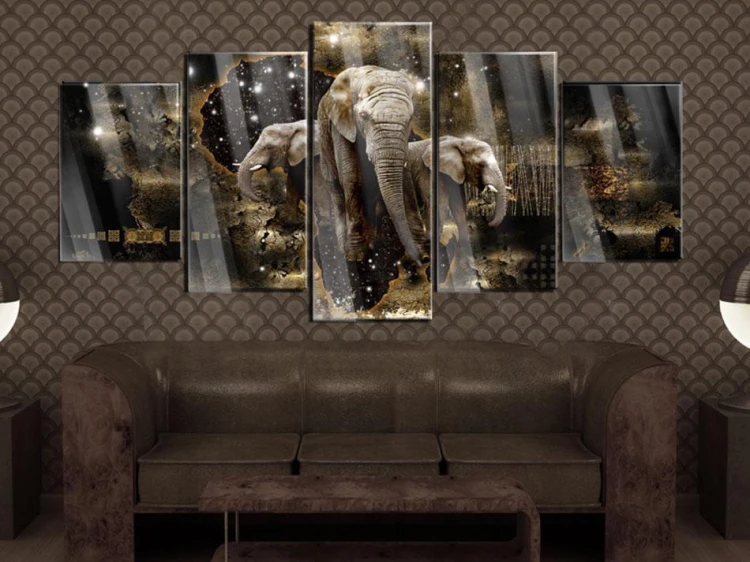 Obraz na szkle akrylowym - Brązowe słonie