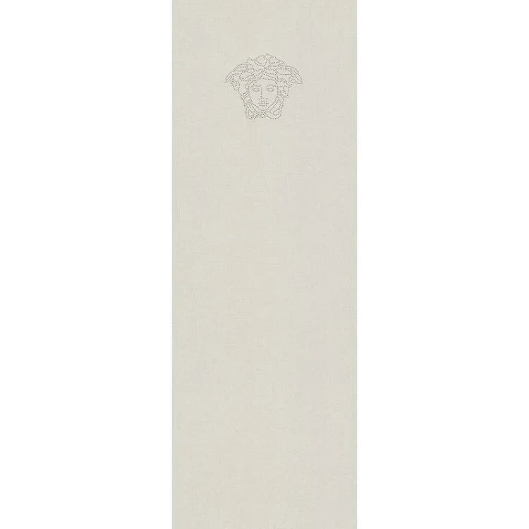 VERSACE – Panel mit echten Stofffasern und Perlenverzierung mit Medusa-Motiv – Weiß, Grau_0002.webp