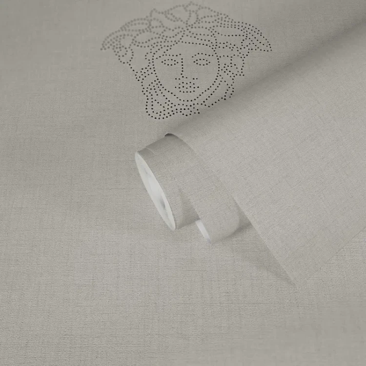 VERSACE – Panel mit echten Stofffasern und Perlenverzierung mit Medusa-Motiv – Weiß, Grau_0003.webp