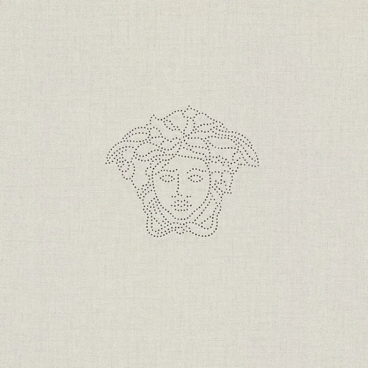 VERSACE – Panel mit echten Stofffasern und Perlenverzierung mit Medusa-Motiv – Weiß, Grau_0007.webp