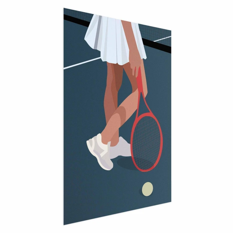Plakat - Tenisistka z czerwoną rakietą na korcie - ilustracja