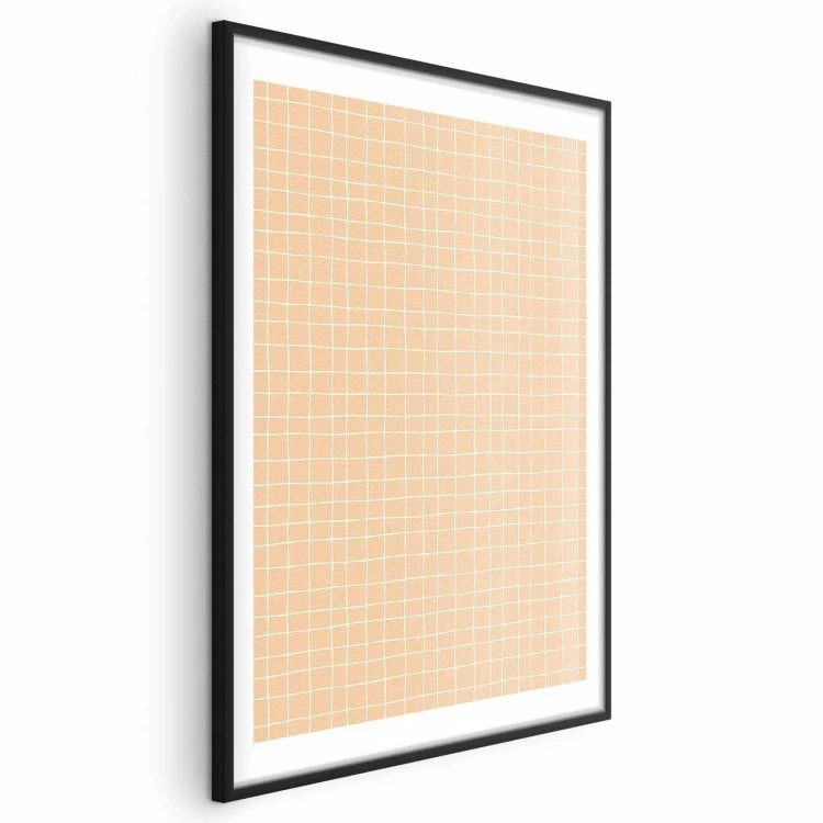 Plakat - Linie i szum - falująca kratka w odcieniach pomarańczu