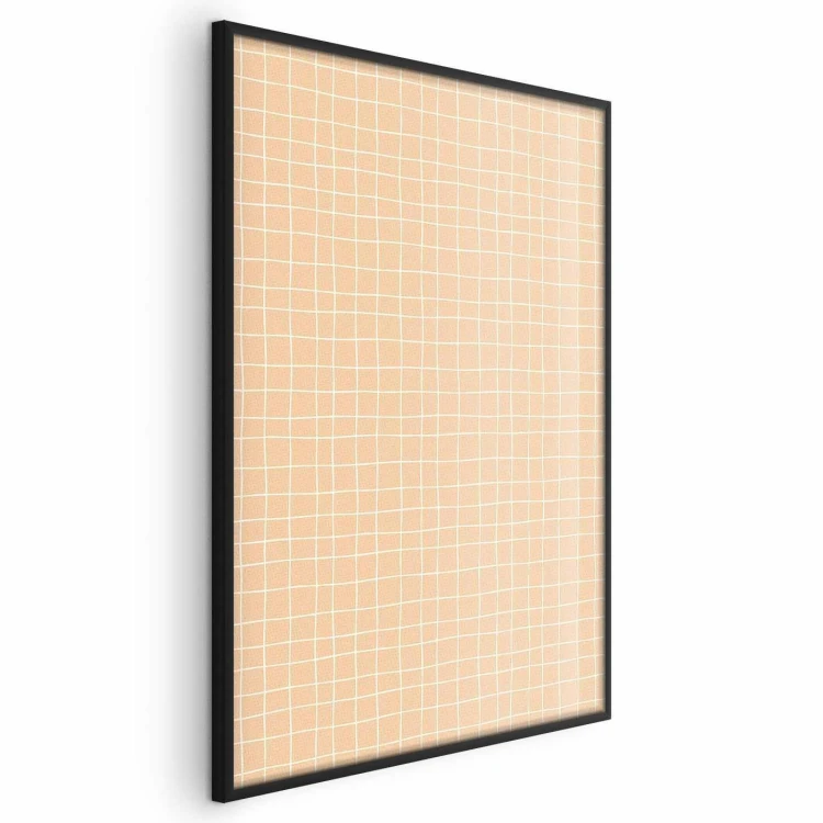 Plakat - Linie i szum - falująca kratka w odcieniach pomarańczu