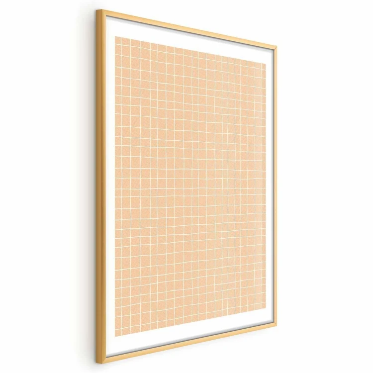 Plakat - Linie i szum - falująca kratka w odcieniach pomarańczu