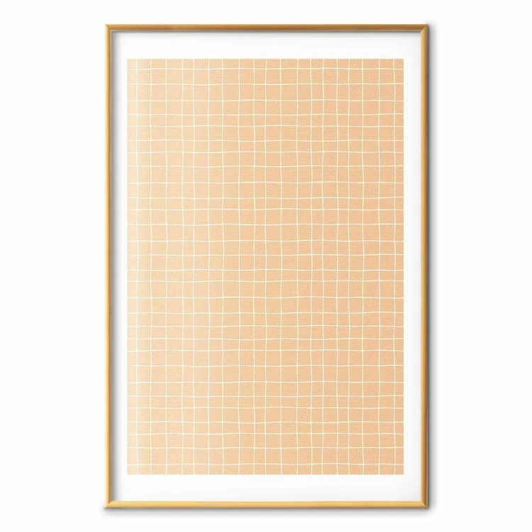 Plakat - Linie i szum - falująca kratka w odcieniach pomarańczu
