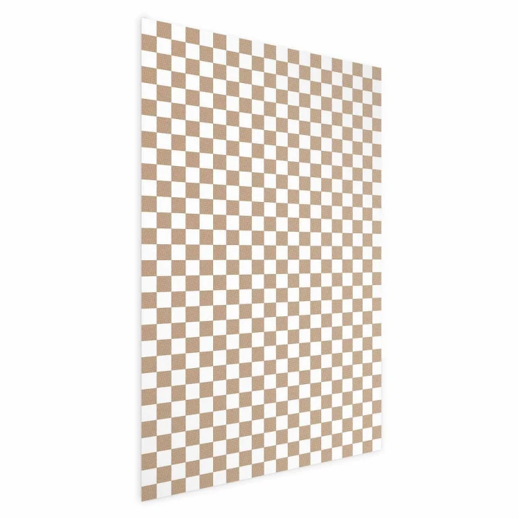 Plakat - Geometria i brązy - szachowy wzór kratki w neutralnych odcieniach
