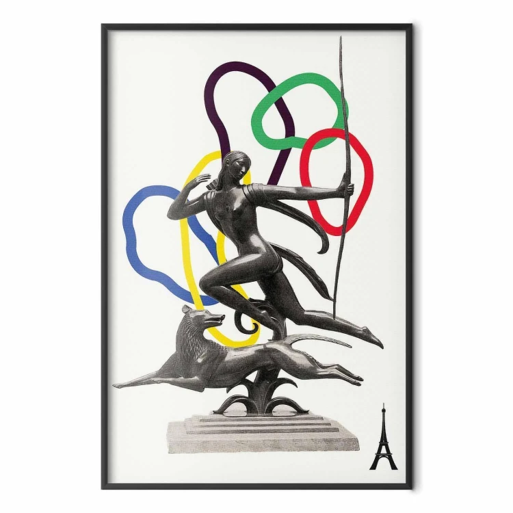 Plakat - Grafika kolaż - kobieta strzelająca z łuku