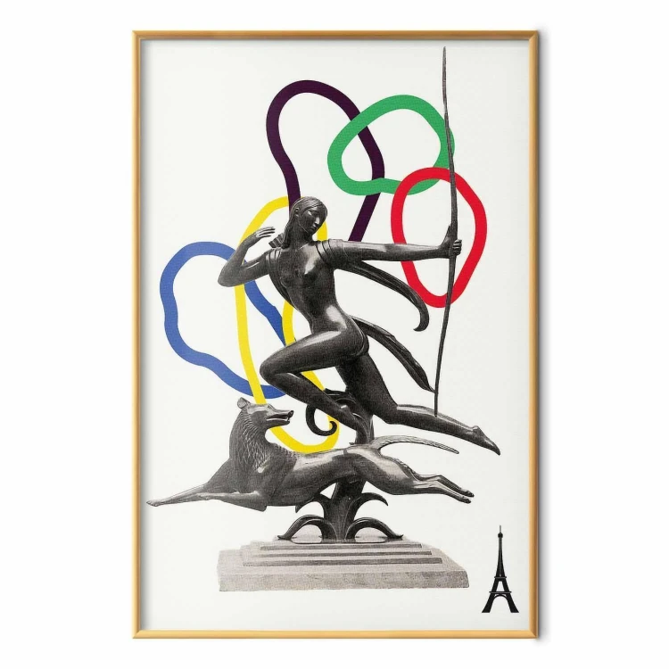 Plakat - Grafika kolaż - kobieta strzelająca z łuku