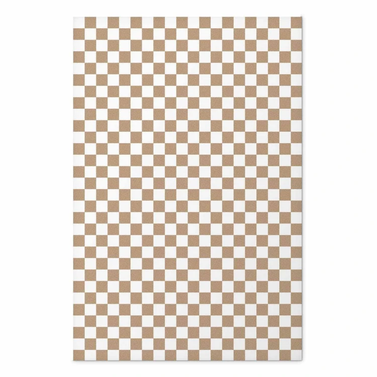 Plakat - Geometria i brązy - szachowy wzór kratki w neutralnych odcieniach