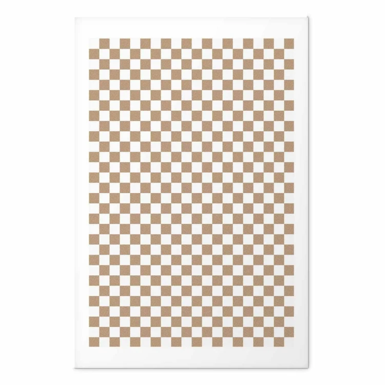 Plakat - Geometria i brązy - szachowy wzór kratki w neutralnych odcieniach