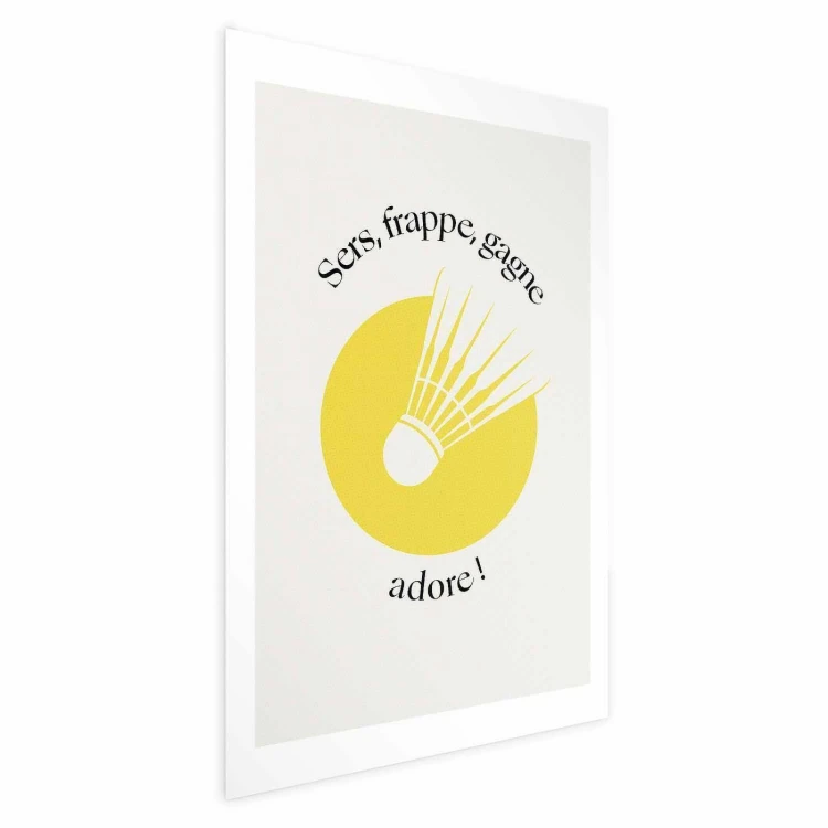 Plakat - Lotka do badmintona na tle żółtego słońca