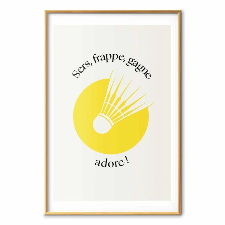 Plakat - Lotka do badmintona na tle żółtego słońca