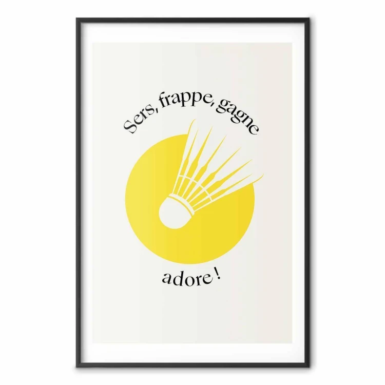 Plakat - Lotka do badmintona na tle żółtego słońca
