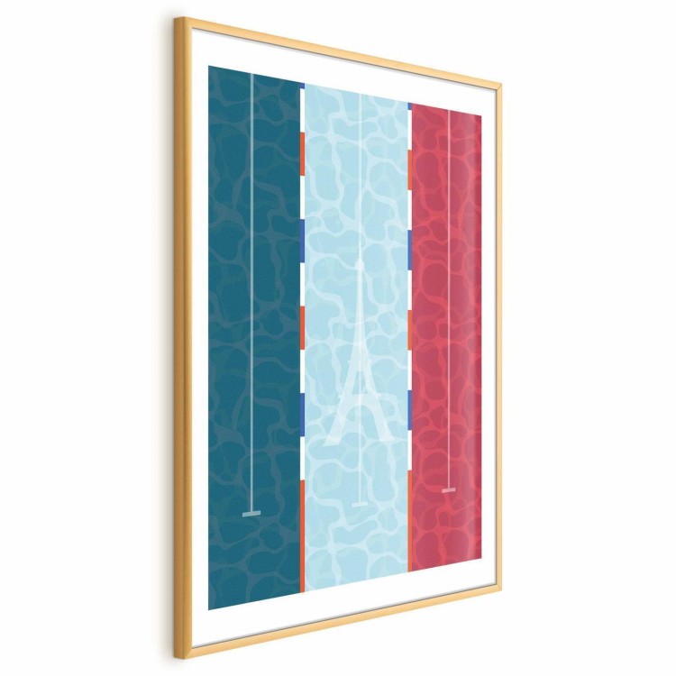 Plakat - Ilustracja basenu na tle flagi Francji
