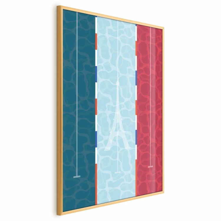 Plakat - Ilustracja basenu na tle flagi Francji