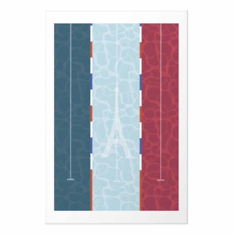 Plakat - Ilustracja basenu na tle flagi Francji