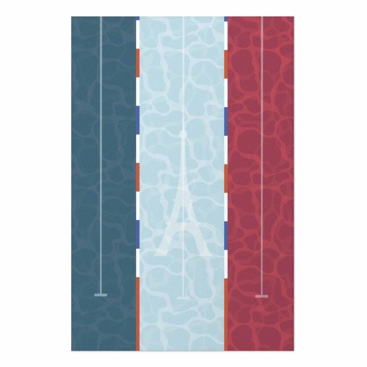 Plakat - Ilustracja basenu na tle flagi Francji