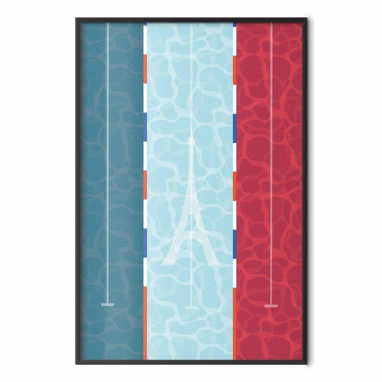 Plakat - Ilustracja basenu na tle flagi Francji