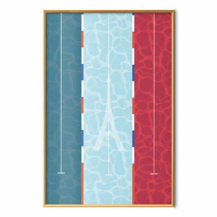 Plakat - Ilustracja basenu na tle flagi Francji