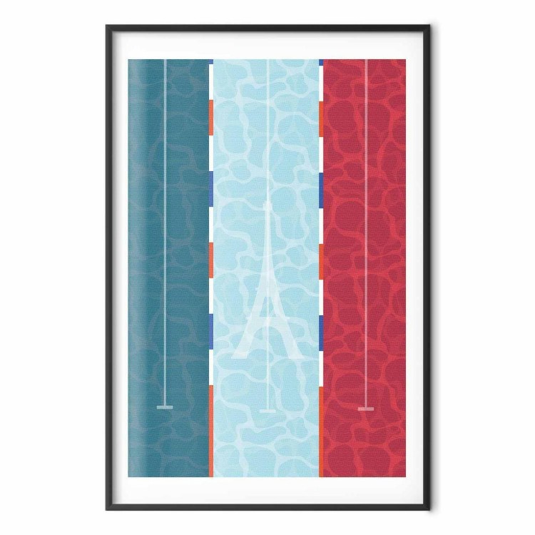 Plakat - Ilustracja basenu na tle flagi Francji