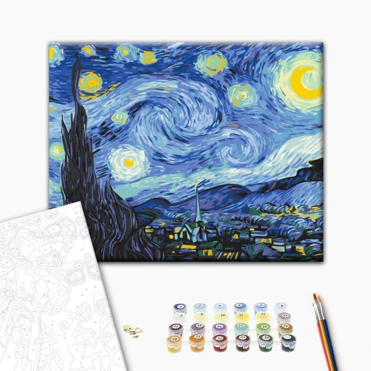 Obraz do samodzielnego malowania - Gwiaździsta noc Van Gogha