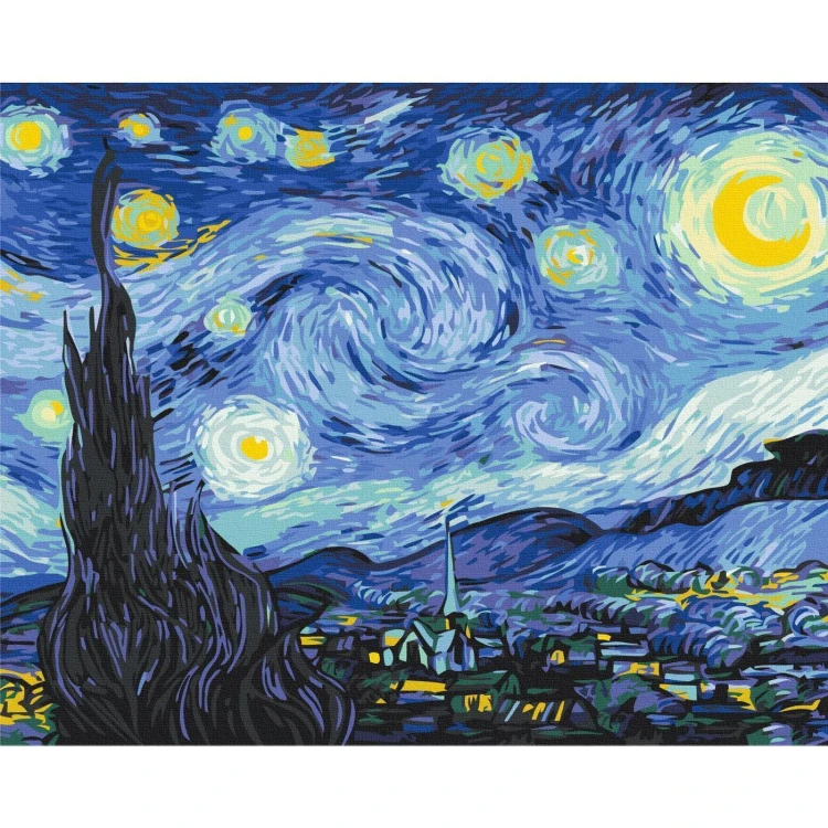 Obraz do samodzielnego malowania - Gwiaździsta noc Van Gogha