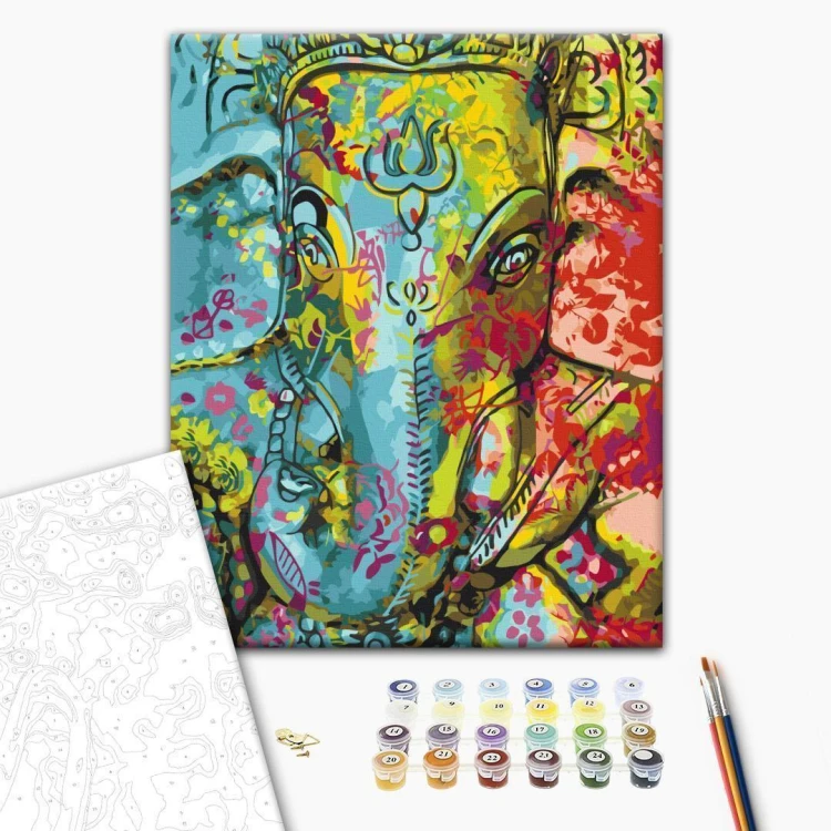 Obraz do samodzielnego malowania - Kolorowy Ganesha