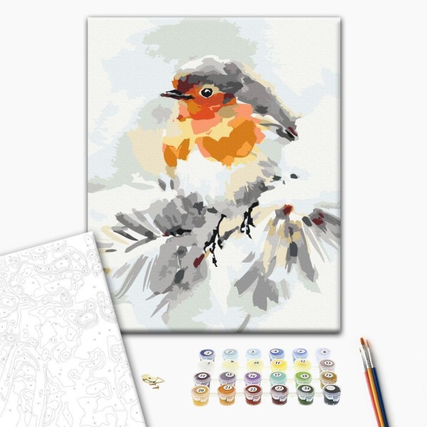 Obraz do samodzielnego malowania - Ptaszek na choince