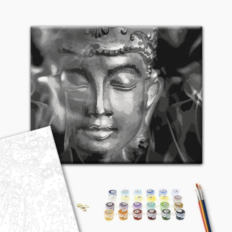 Obraz do samodzielnego malowania - Czarno-biały Budda