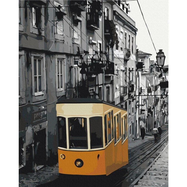 Obraz do samodzielnego malowania - Tramwaj w Lizbonie