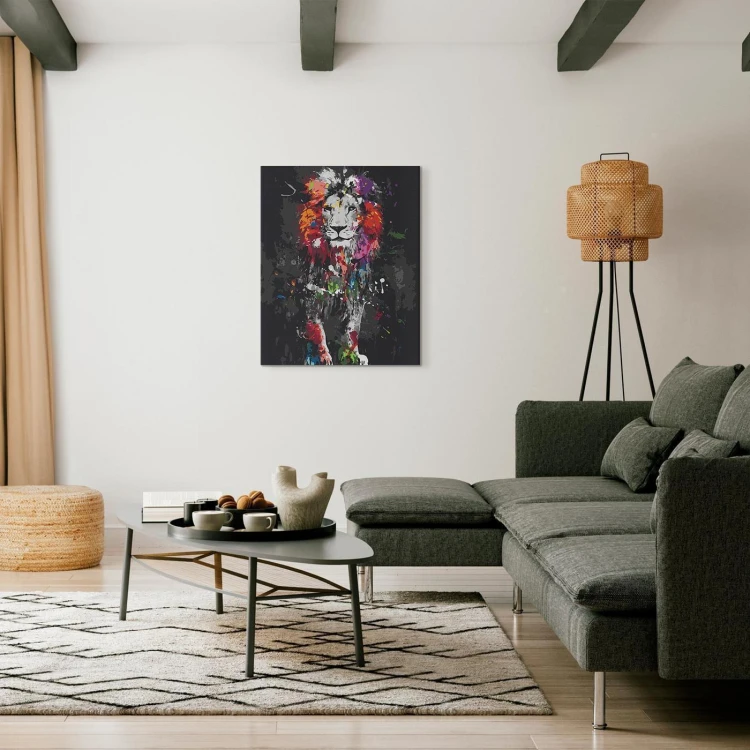 Obraz do samodzielnego malowania - Kolorowe zwierzęta: lew