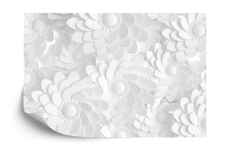 Fototapeta Beautiful  Elegant Paper Flower In The Style Of Hand-Made On A White Wall. 3D