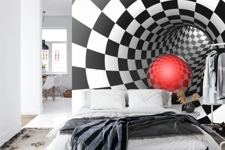 Fototapeta 3D Tunel - Szachownica