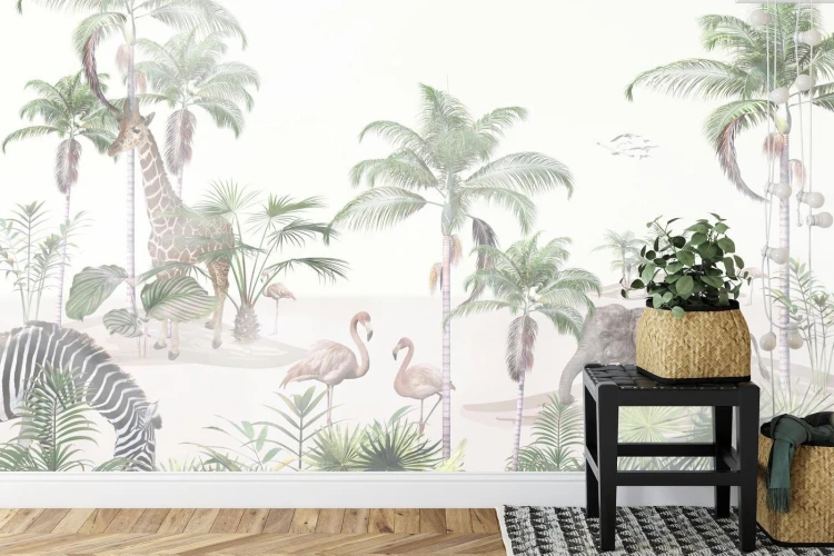 Fototapeta Tropical Trees And Leaves For Digital Printing Wallpaper  Custom Design Wallpaper - 3D