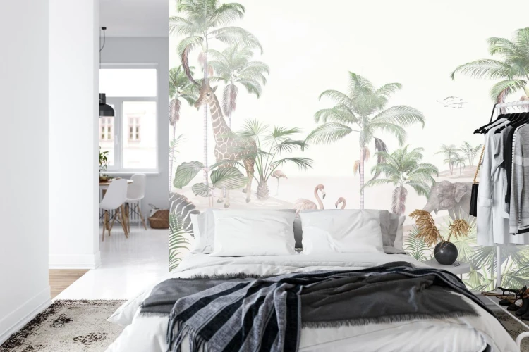 Fototapeta Tropical Trees And Leaves For Digital Printing Wallpaper  Custom Design Wallpaper - 3D