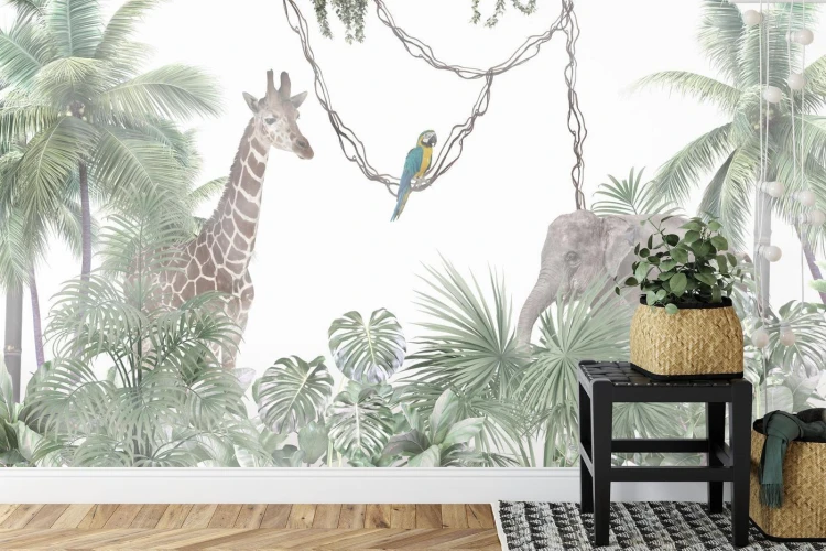 Fototapeta Tropical Trees And Leaves For Digital Printing Wallpaper  Custom Design Wallpaper - 3D